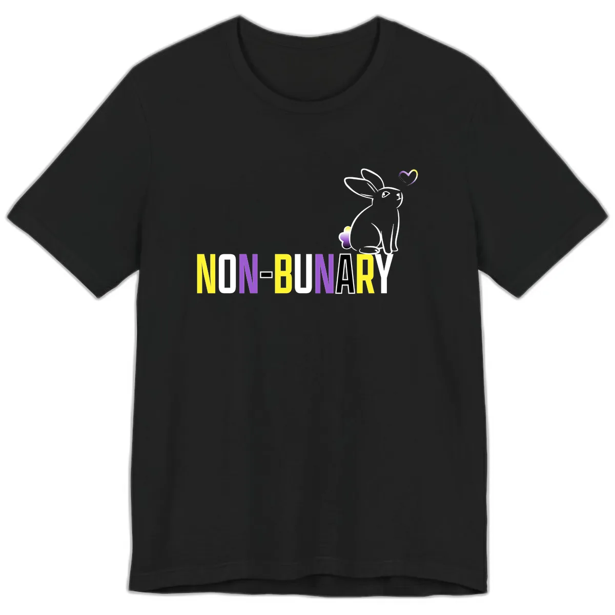 Non-Binary Bunny Pride Premium T-Shirt in Black