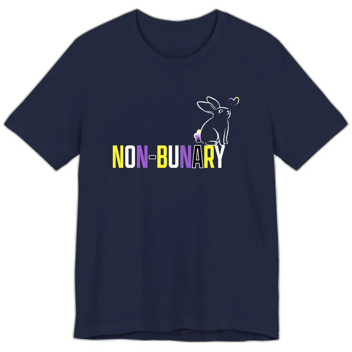 Non-Binary Bunny Pride Premium T-Shirt in Navy