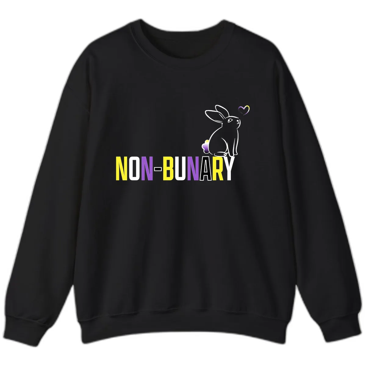 Non-Binary Bunny Pride Sweatshirt in Black