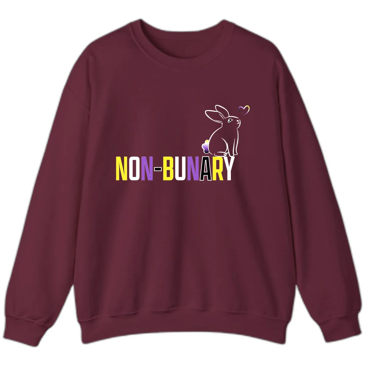 Non-Binary Bunny Pride Sweatshirt in Maroon