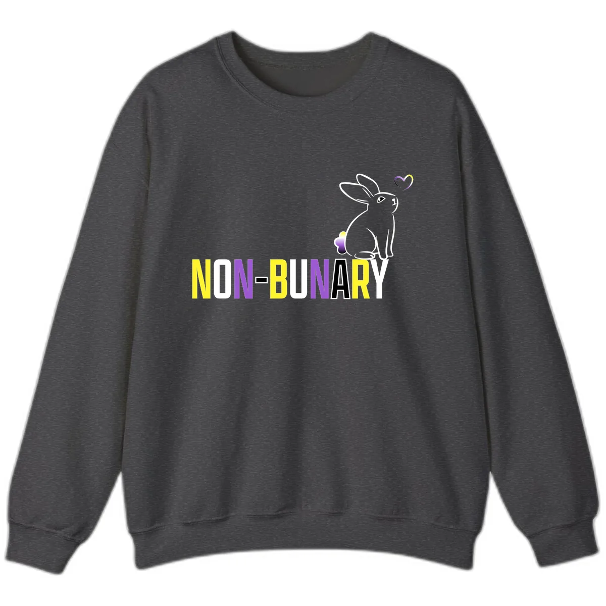Non-Binary Bunny Pride Sweatshirt in Dark Heather