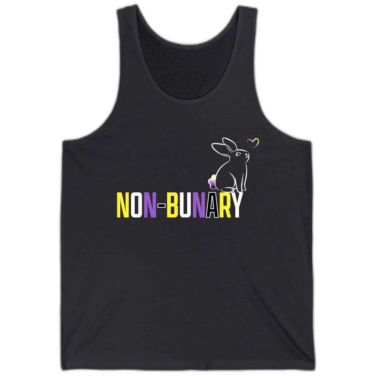 Non-Binary Bunny Pride Tank in Dark Grey