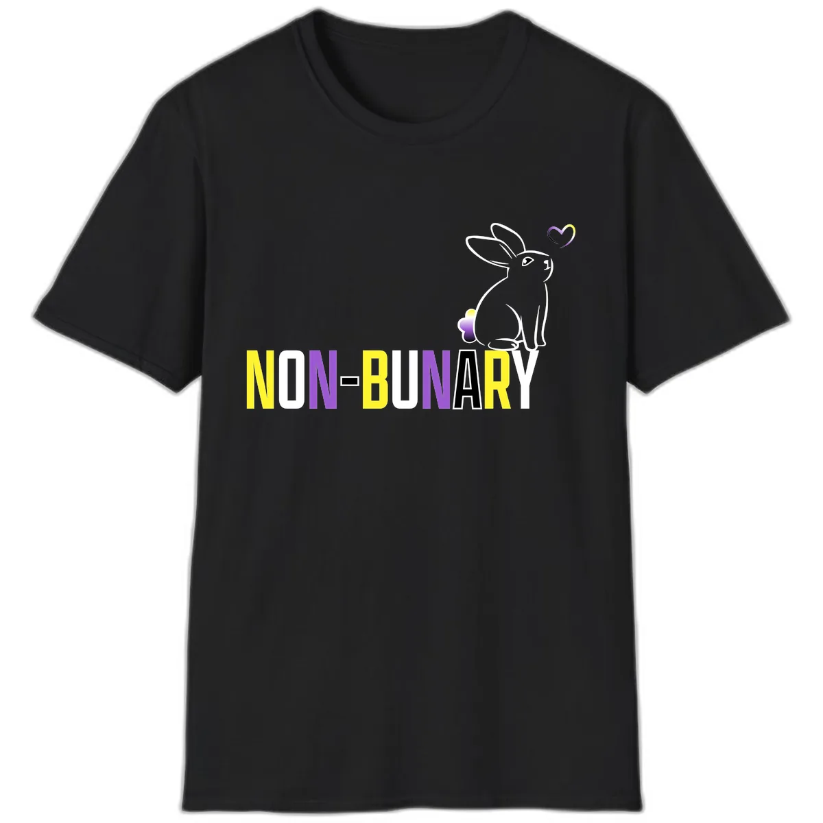 Non-Binary Bunny Pride T-Shirt in Black