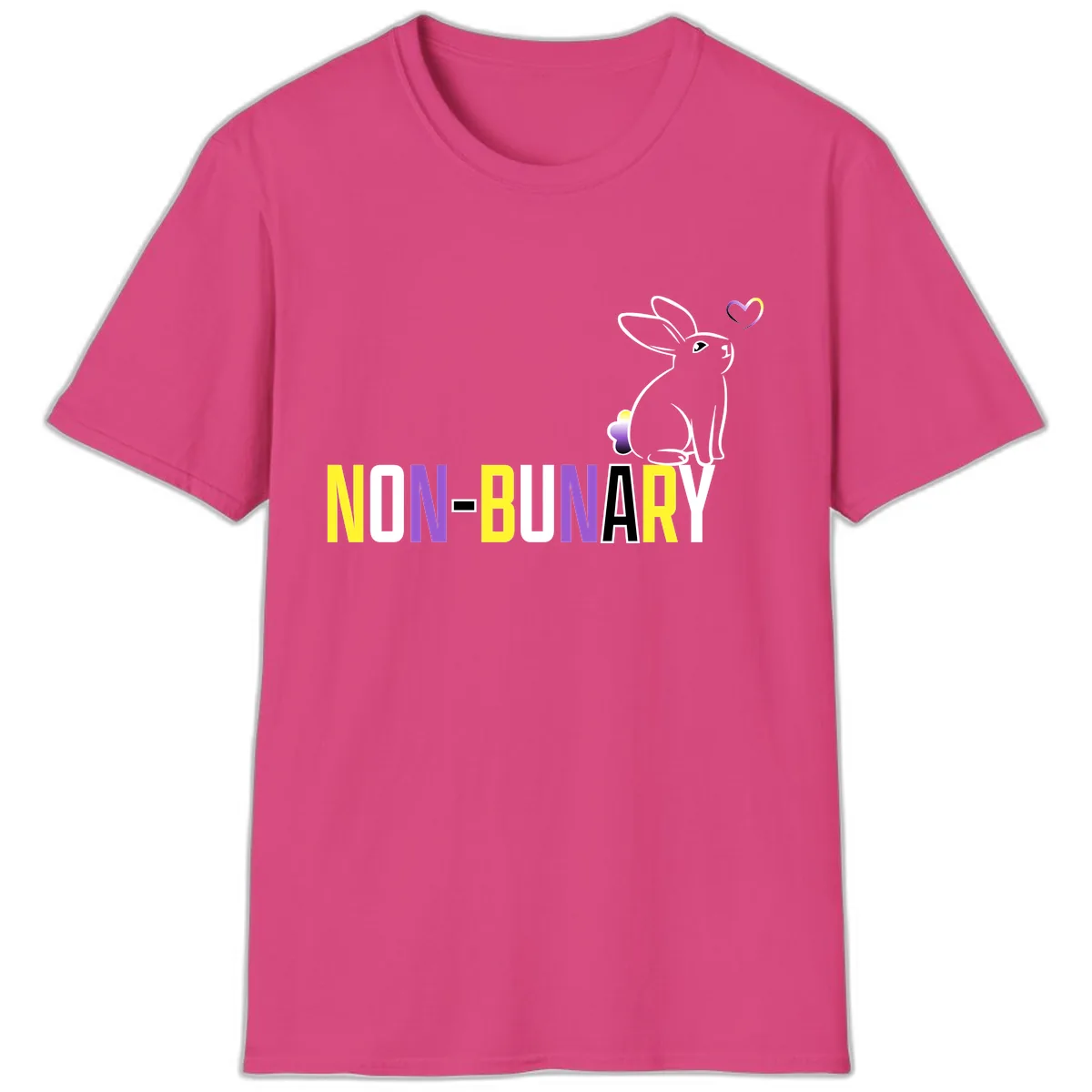 Non-Binary Bunny Pride T-Shirt in Heliconia