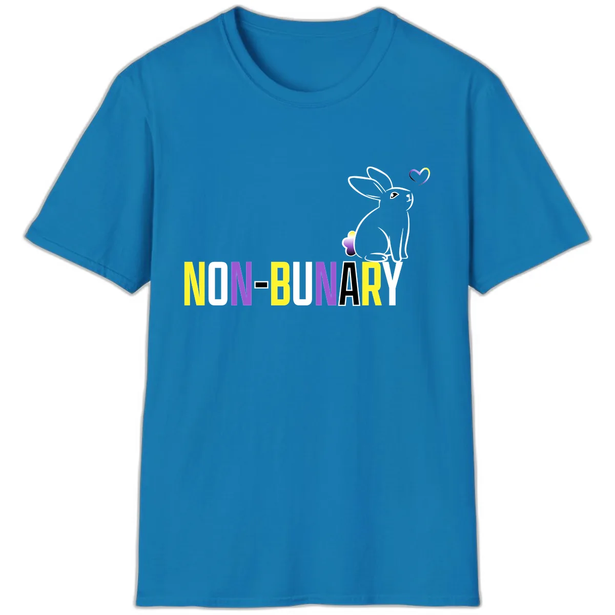 Non-Binary Bunny Pride T-Shirt in Sapphire