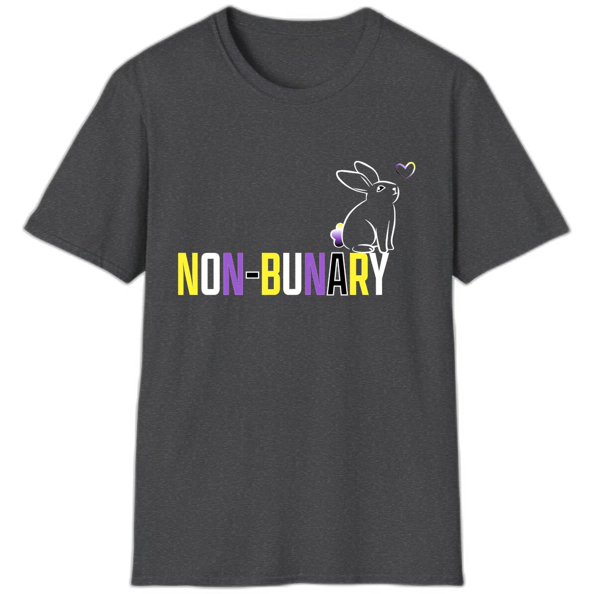 Non-Binary Bunny Pride T-Shirt in Dark Heather