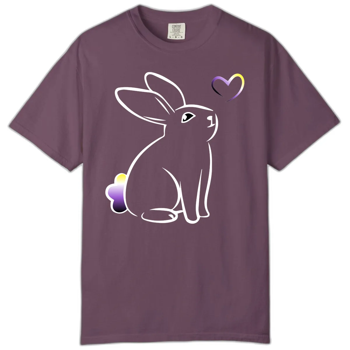 Rainbow Bunny Love Heart Comfort Color in Berry