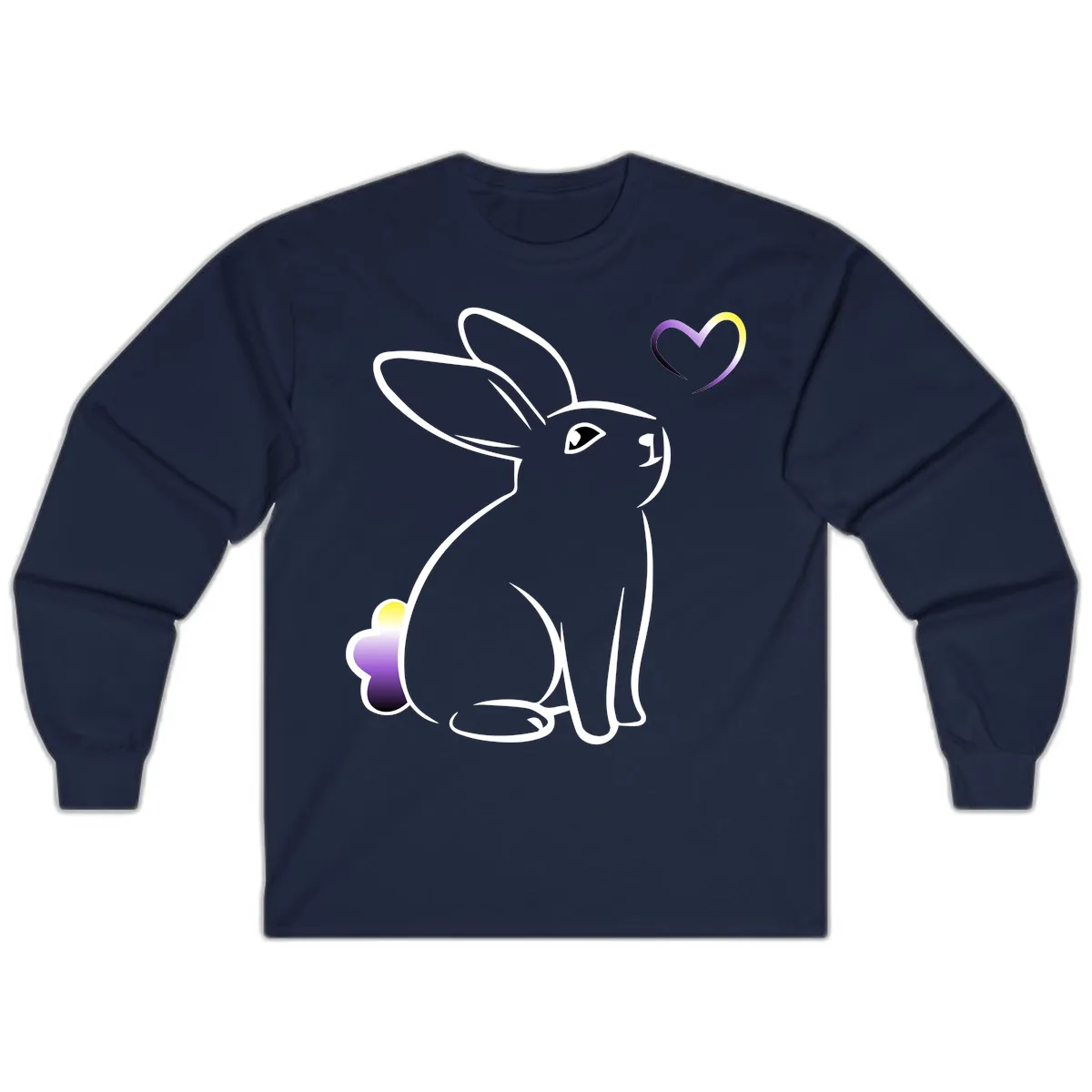 Rainbow Bunny Love Heart Long Sleeve in Navy