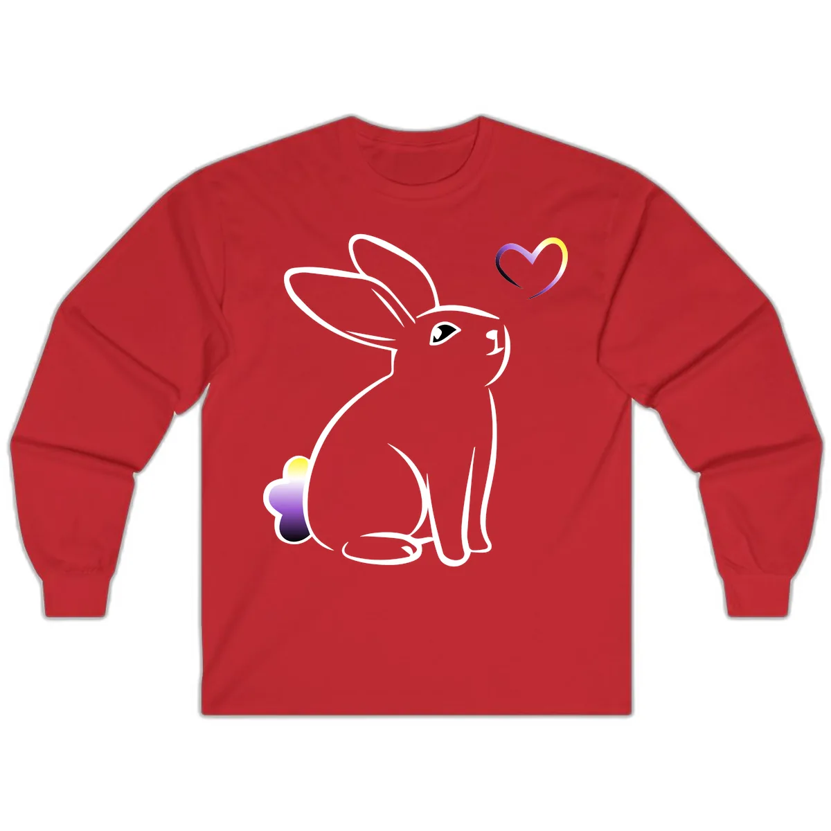 Rainbow Bunny Love Heart Long Sleeve in Red