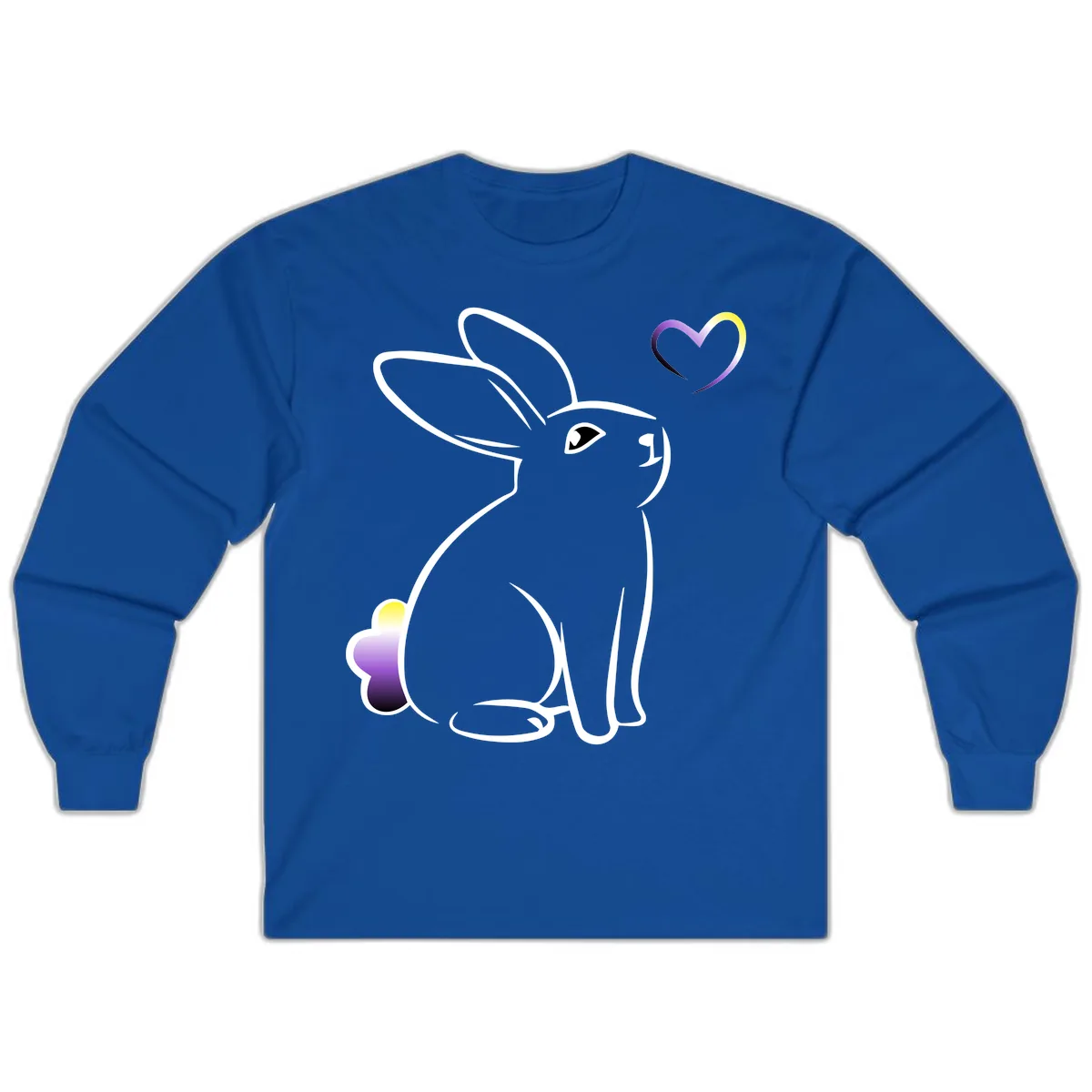 Rainbow Bunny Love Heart Long Sleeve in Royal