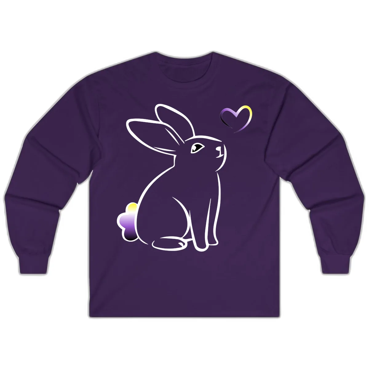 Rainbow Bunny Love Heart Long Sleeve in Purple