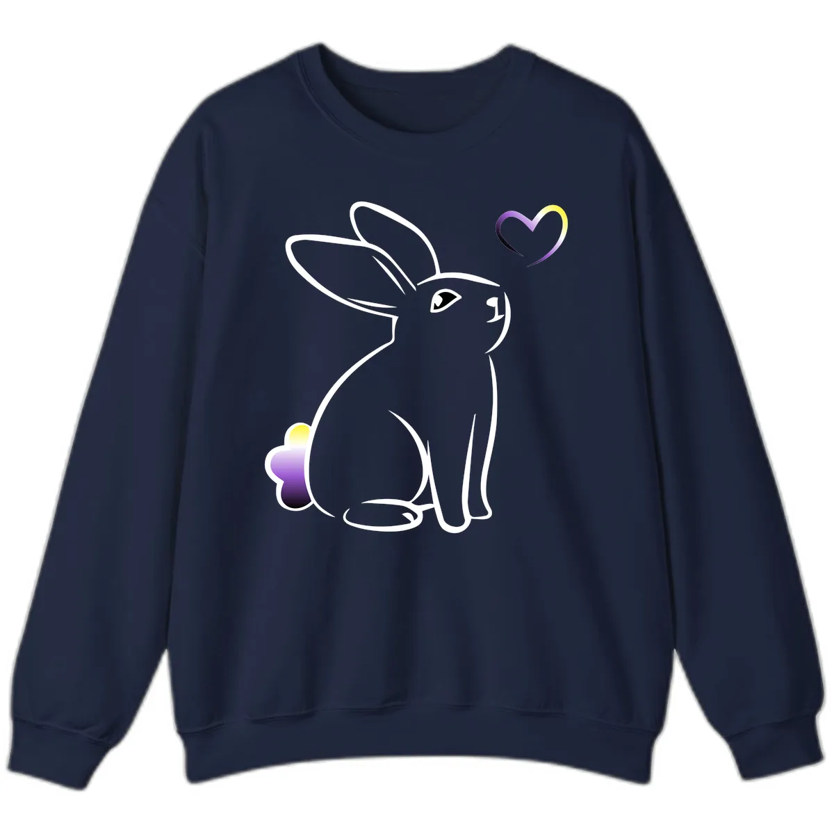 Rainbow Bunny Love Heart Sweatshirt in Navy