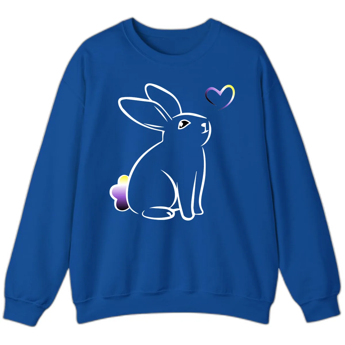 Rainbow Bunny Love Heart Sweatshirt in Royal