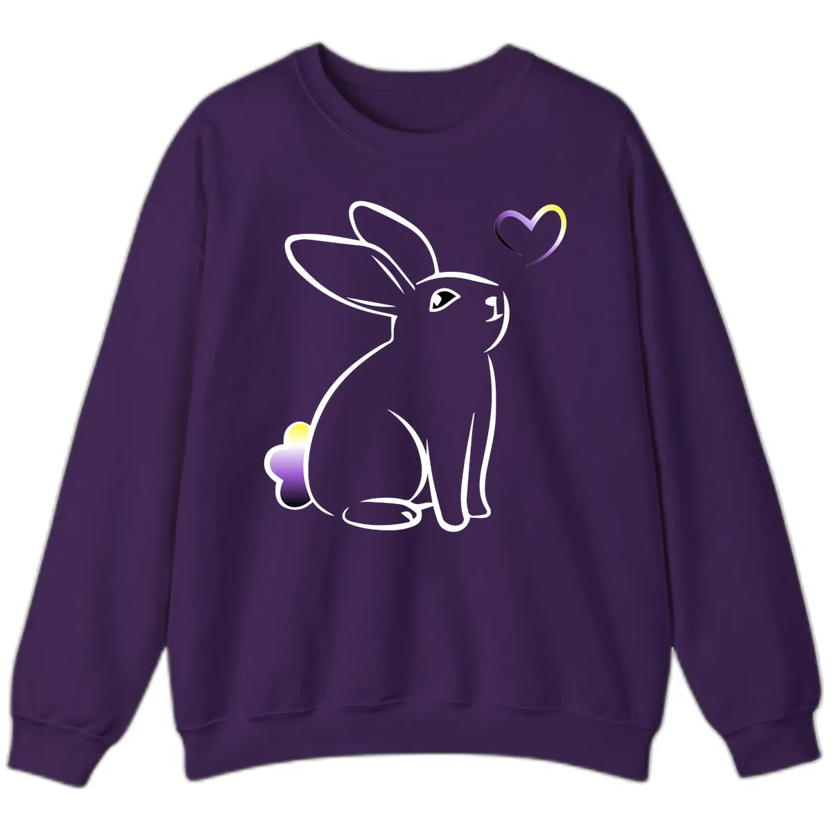 Rainbow Bunny Love Heart Sweatshirt in Purple
