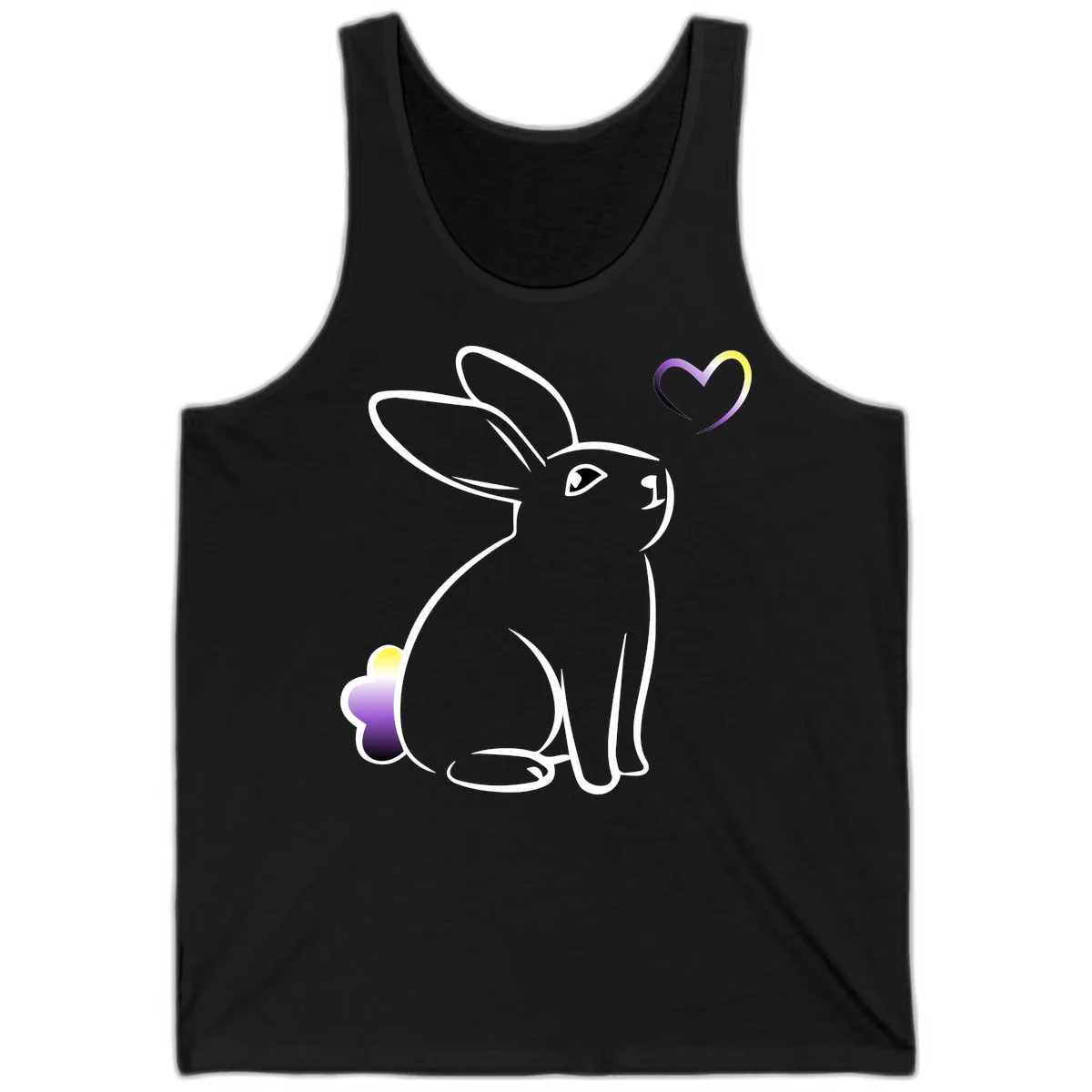 Rainbow Bunny Love Heart Tank in Black