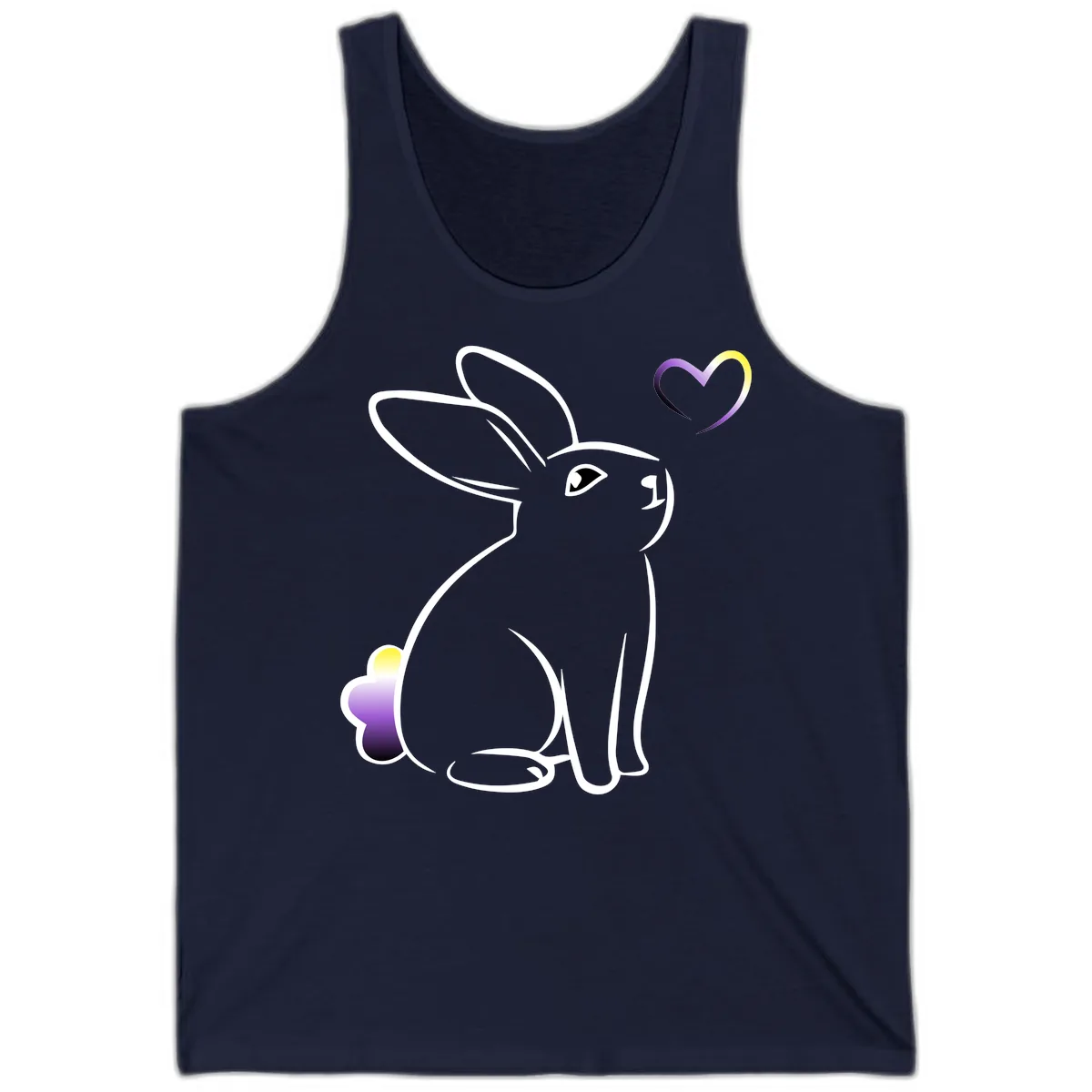 Rainbow Bunny Love Heart Tank in Navy