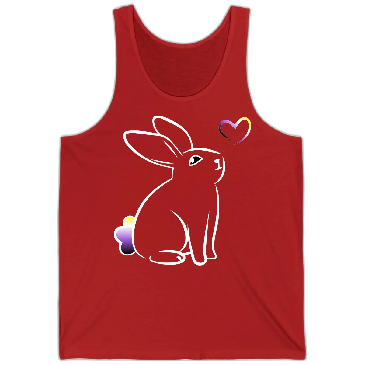 Rainbow Bunny Love Heart Tank in Red