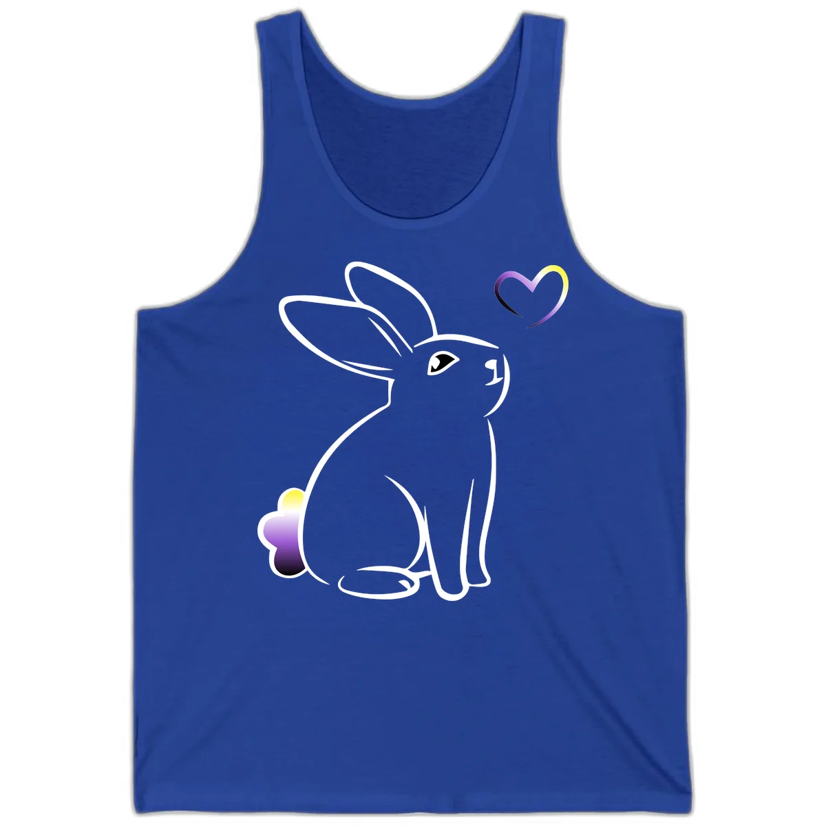 Rainbow Bunny Love Heart Tank in True Royal