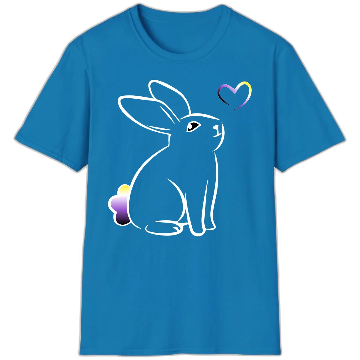 Rainbow Bunny Love Heart T-Shirt in Sapphire