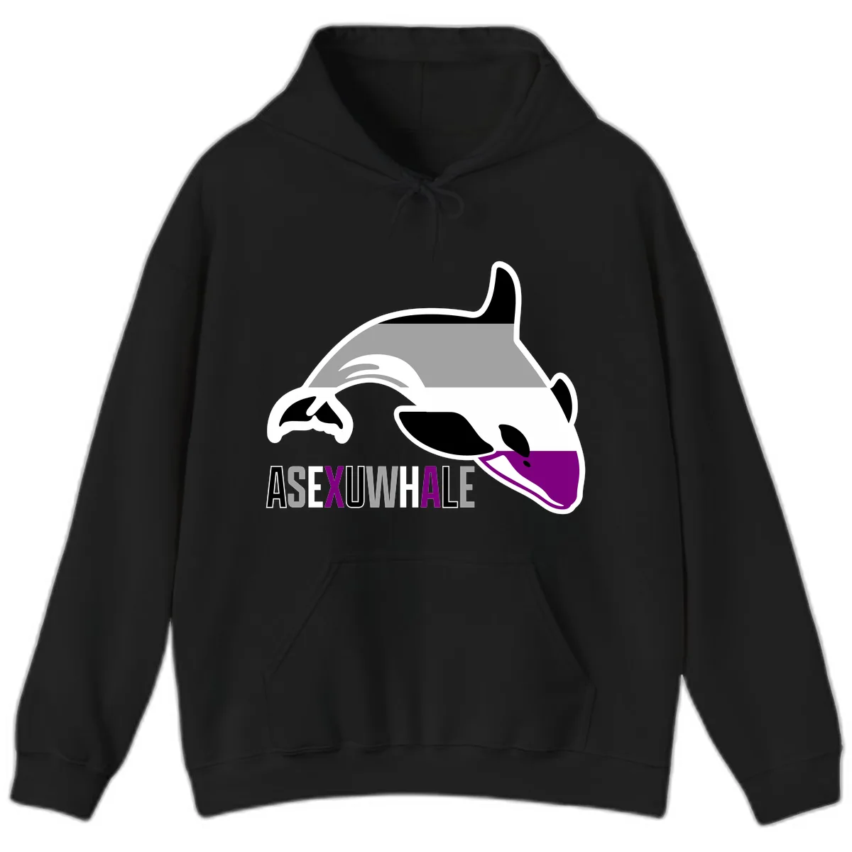 Asexual Whale Pride Hoodie in Black