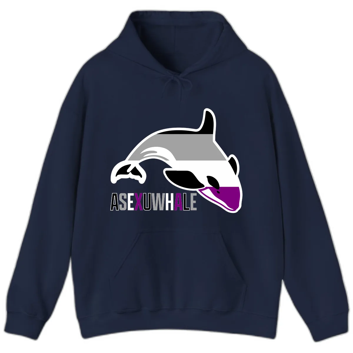 Asexual Whale Pride Hoodie in Navy