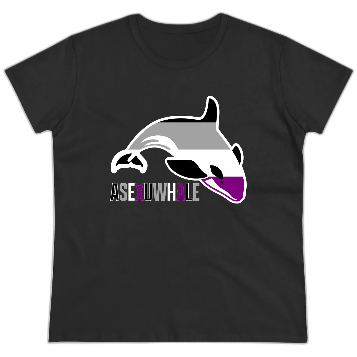 Asexual Whale Pride Ladies Tee in Black