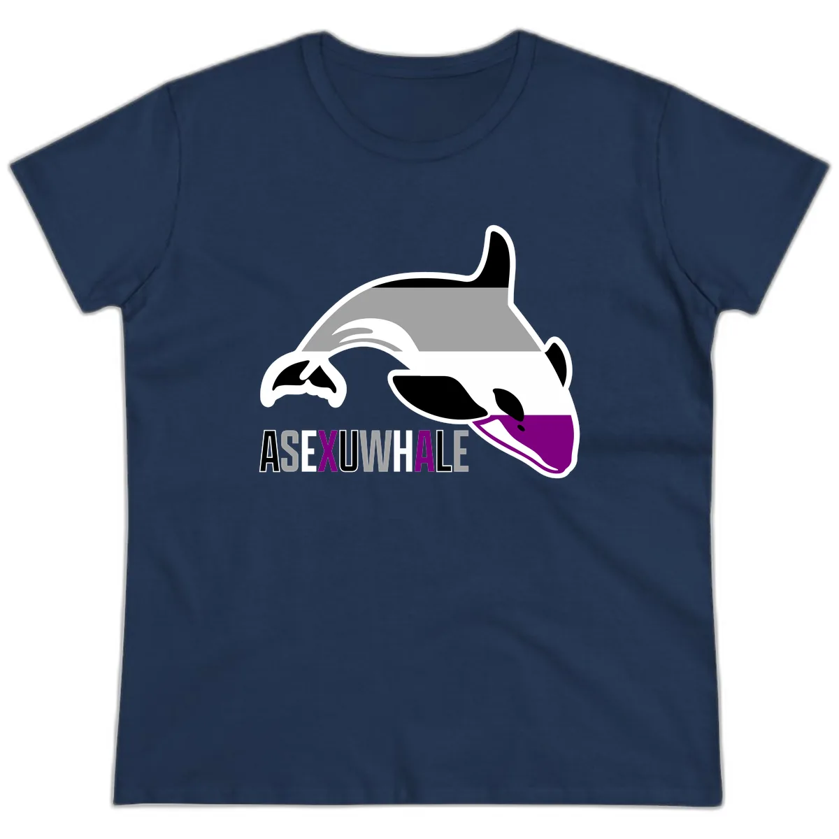 Asexual Whale Pride Ladies Tee in Navy