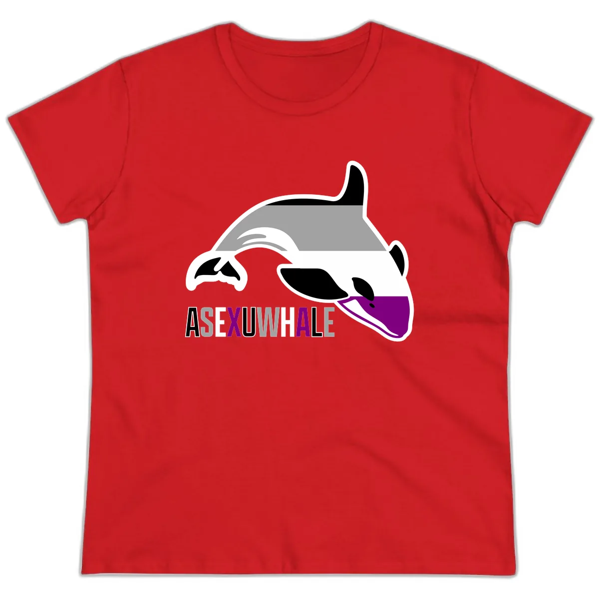 Asexual Whale Pride Ladies Tee in Red