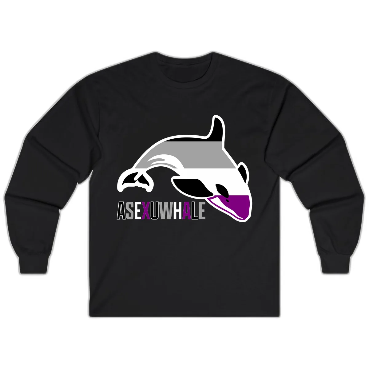 Asexual Whale Pride Long Sleeve in Black