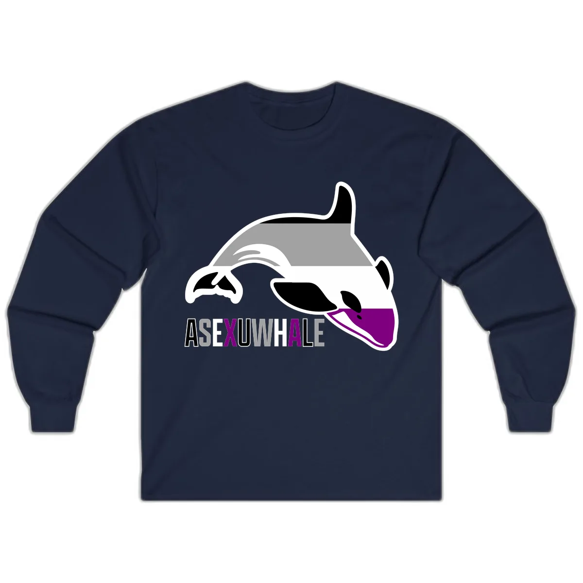 Asexual Whale Pride Long Sleeve in Navy