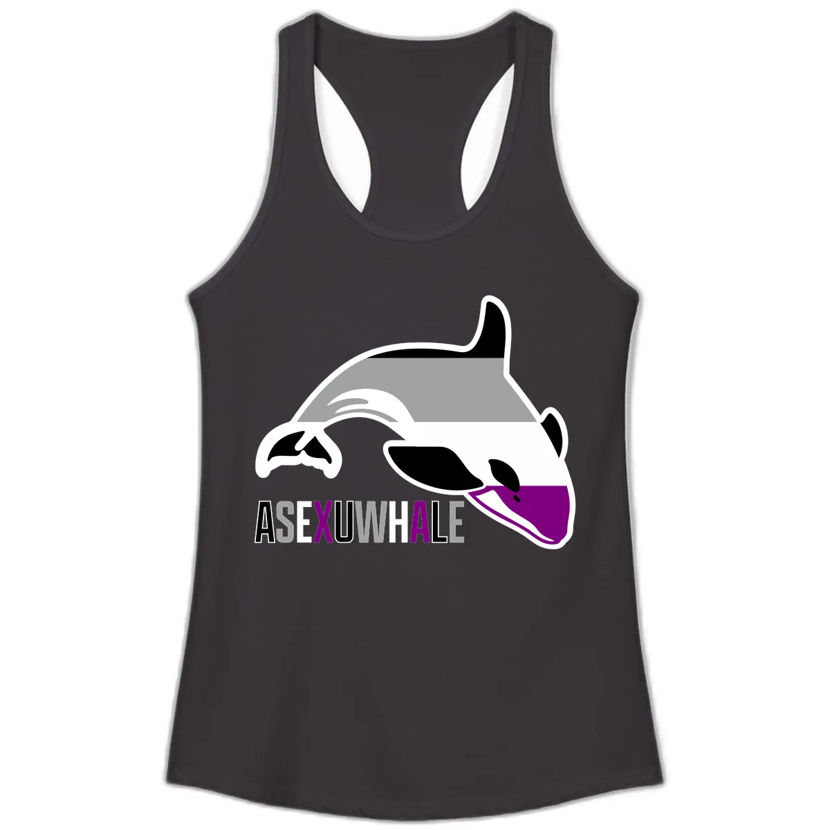 Asexual Whale Pride Ladies Tank in Black