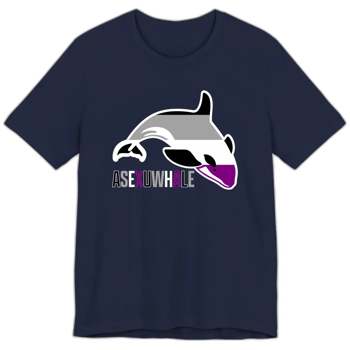 Asexual Whale Pride Premium T-Shirt in Navy