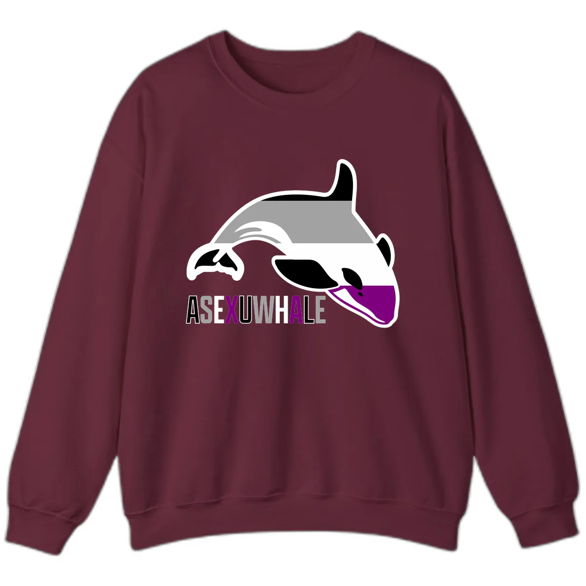 Asexual Whale Pride Sweatshirt in Maroon