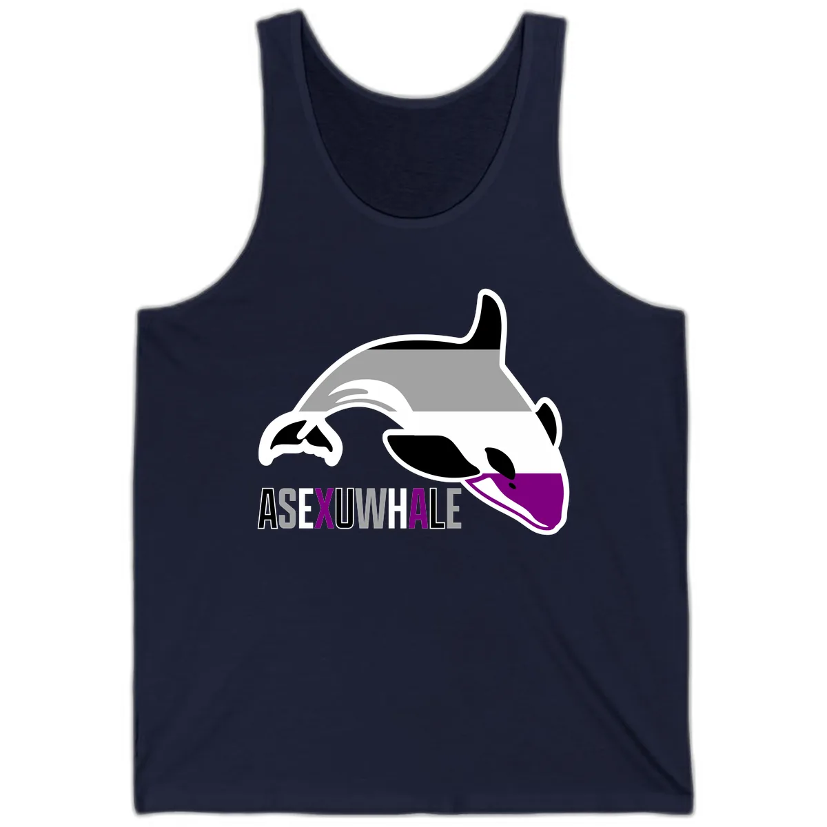 Asexual Whale Pride Tank in Navy