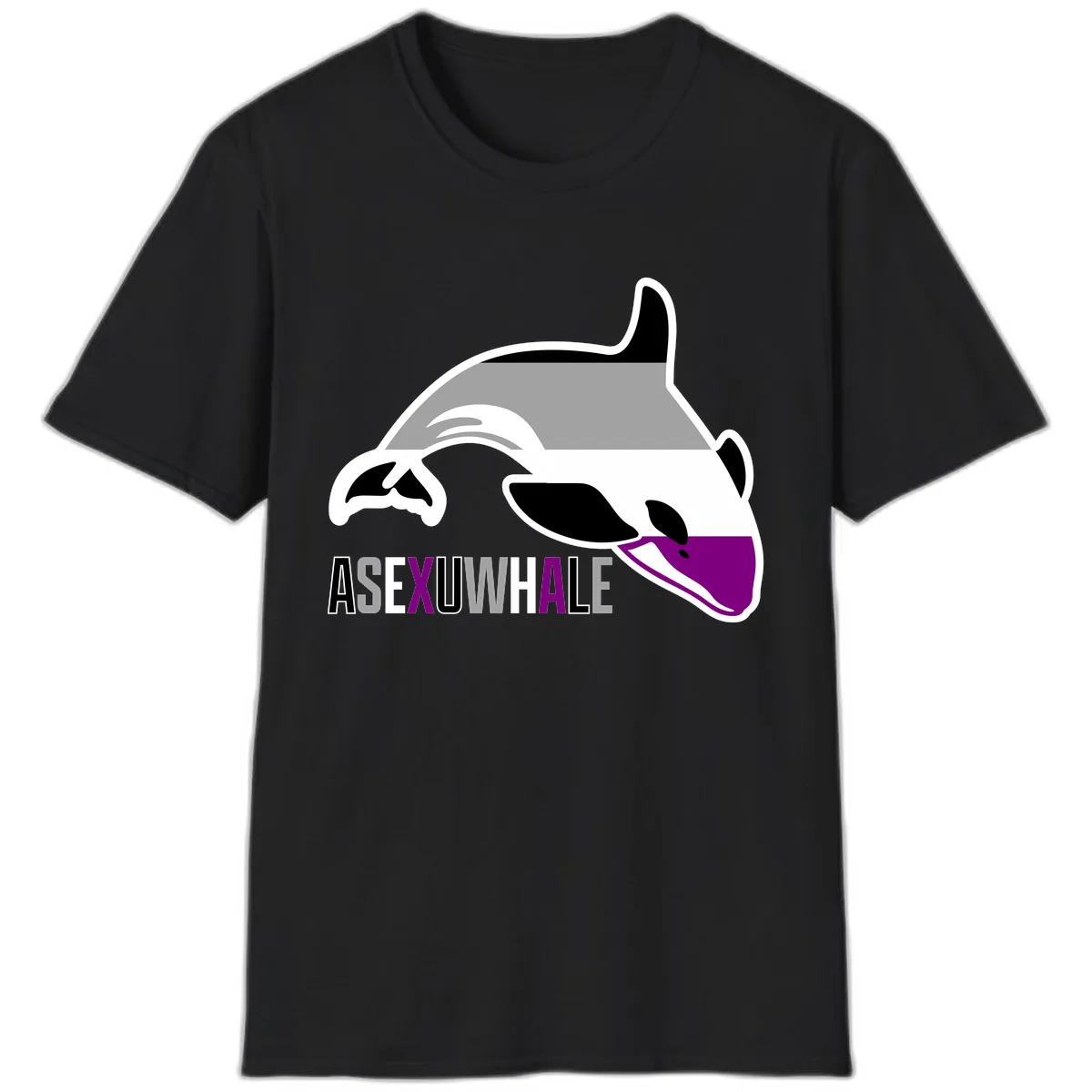 Asexual Whale Pride T-Shirt in Black