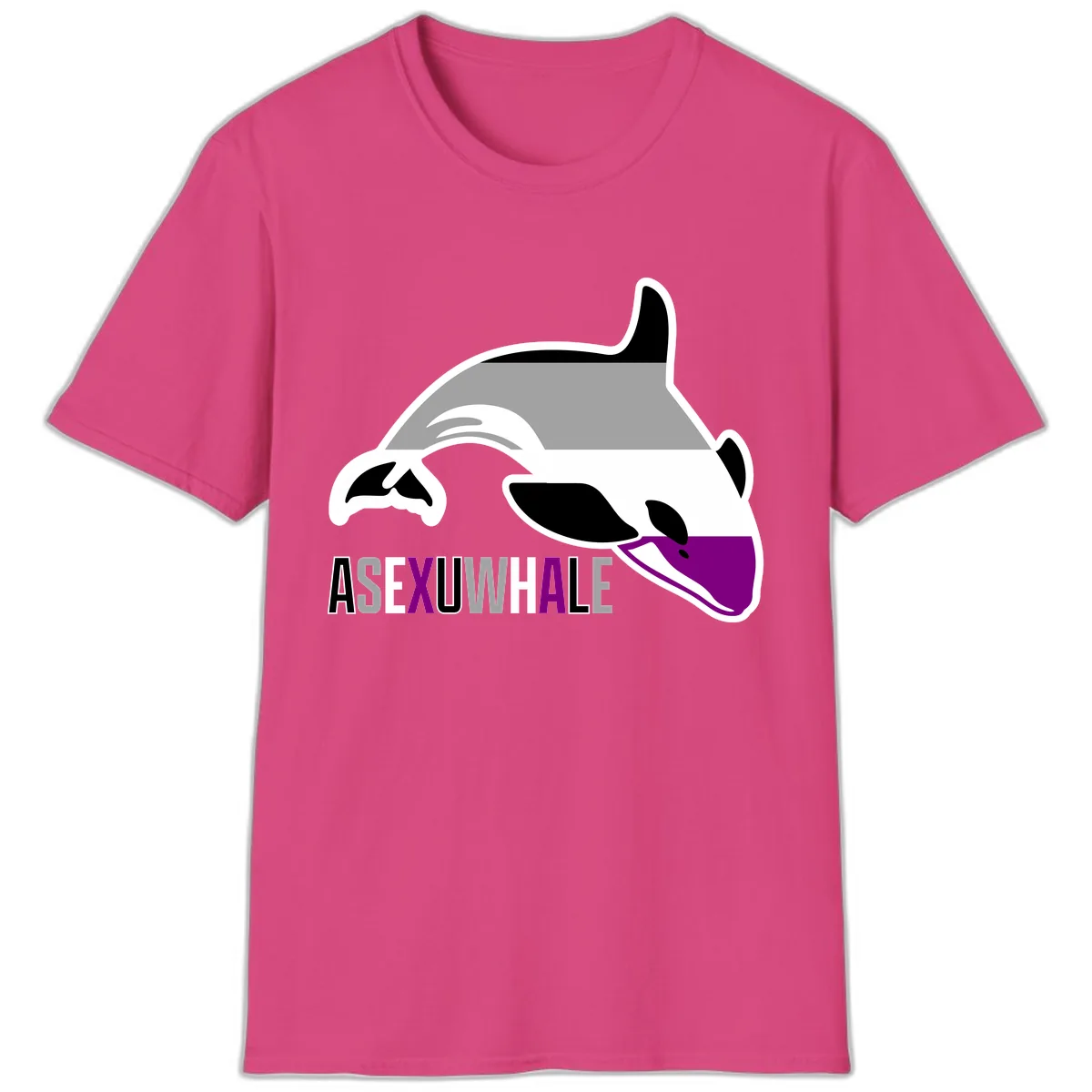 Asexual Whale Pride T-Shirt in Heliconia
