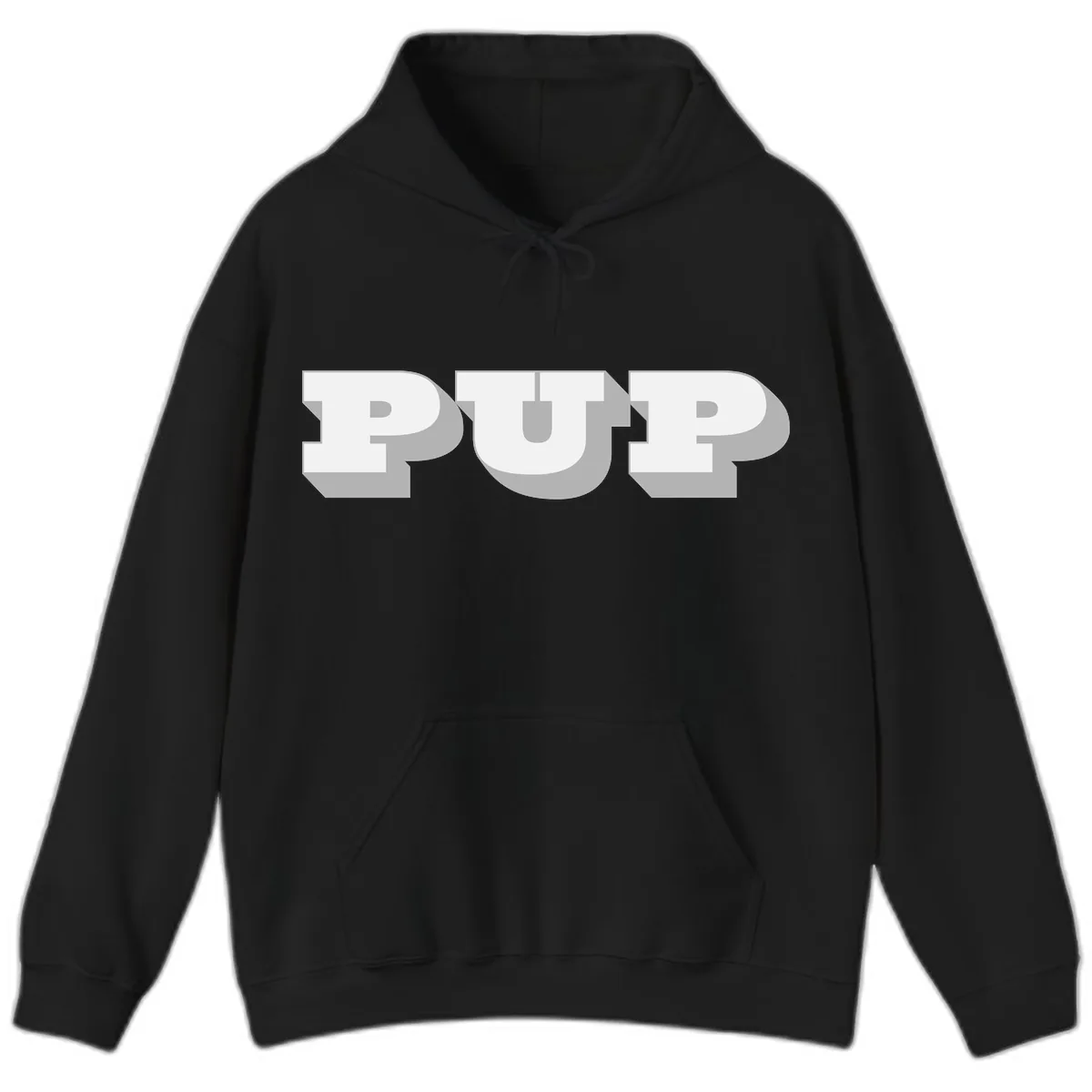 Bold Puff Typography Design Hoodie in Black