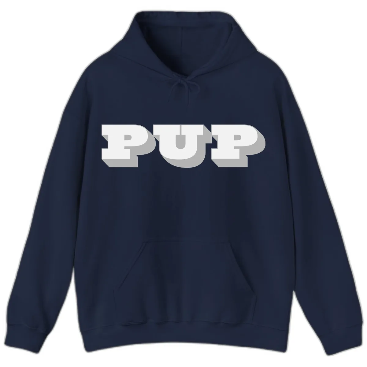 Bold Puff Typography Design Hoodie in Navy