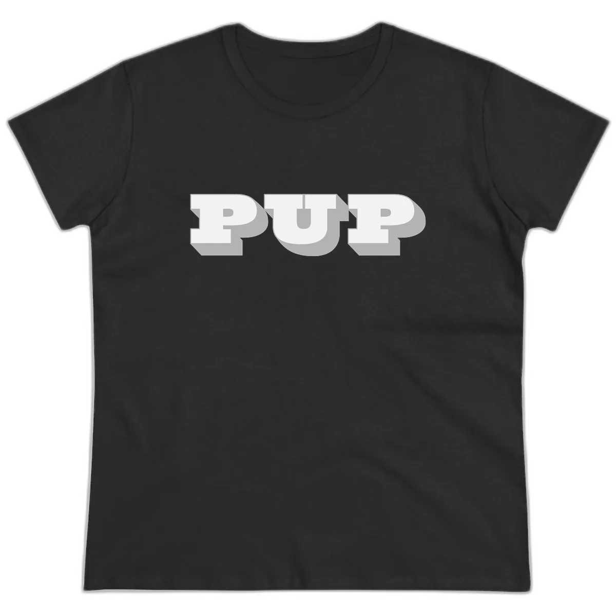 Bold Puff Typography Design Ladies Tee in Black