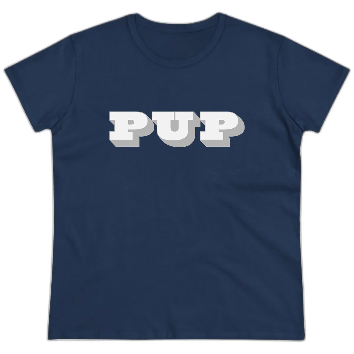 Bold Puff Typography Design Ladies Tee in Navy