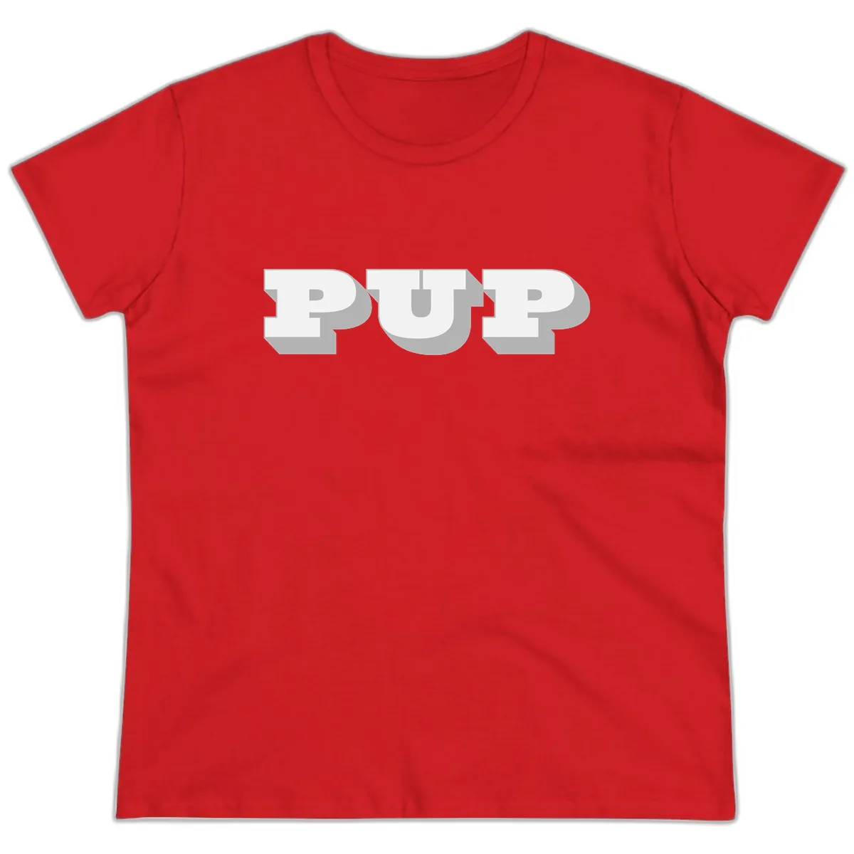 Bold Puff Typography Design Ladies Tee in Red