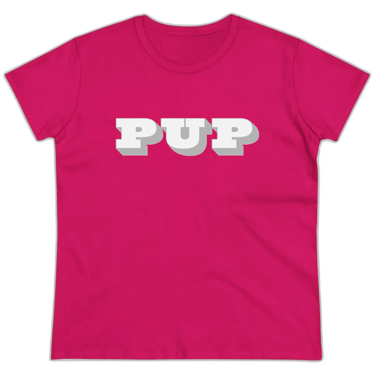 Bold Puff Typography Design Ladies Tee in Heliconia