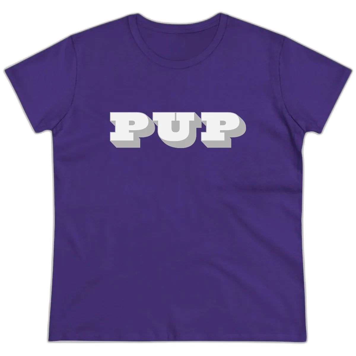 Bold Puff Typography Design Ladies Tee in Purple