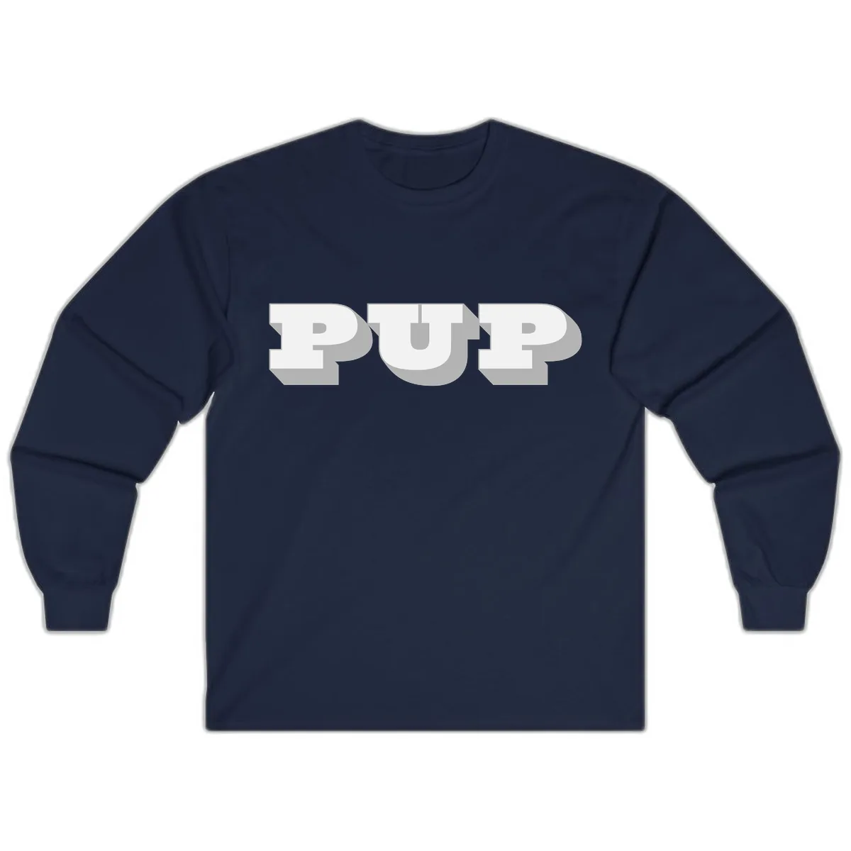 Bold Puff Typography Design Long Sleeve in Navy