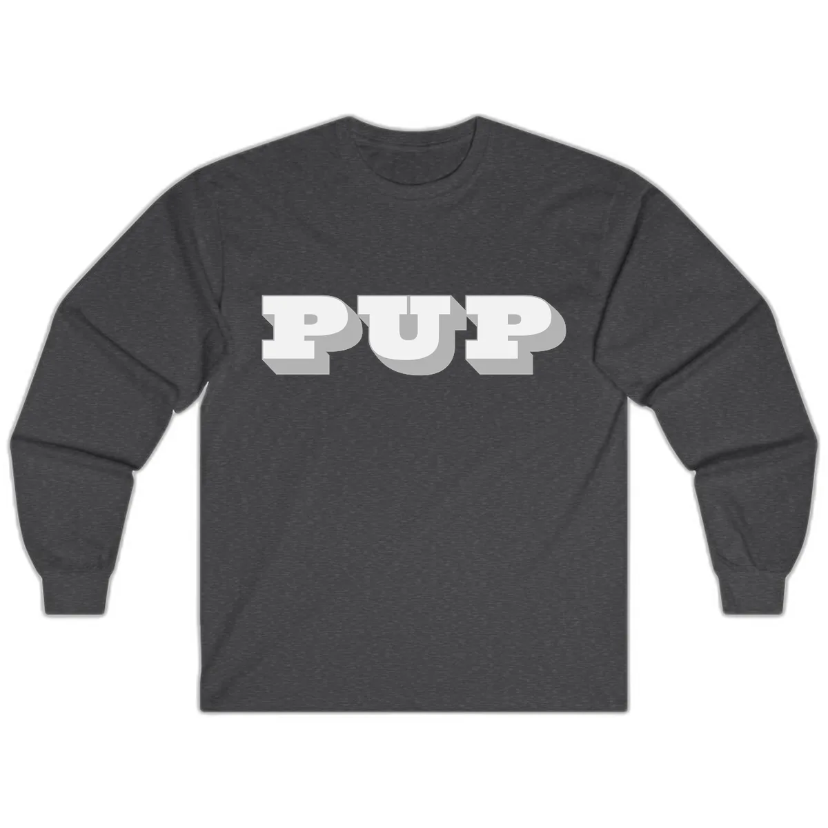 Bold Puff Typography Design Long Sleeve in Dark Heather