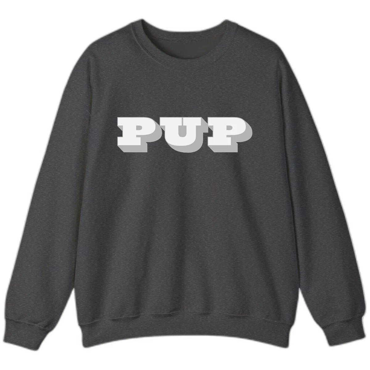 Bold Puff Typography Design Sweatshirt in Dark Heather