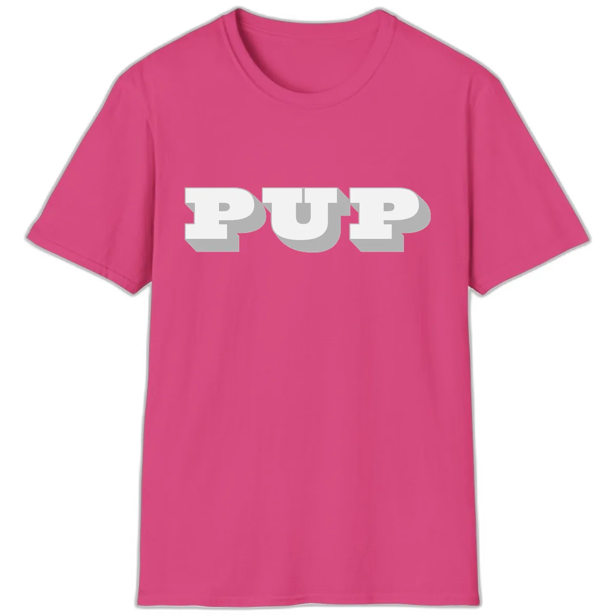 Bold Puff Typography Design T-Shirt in Heliconia