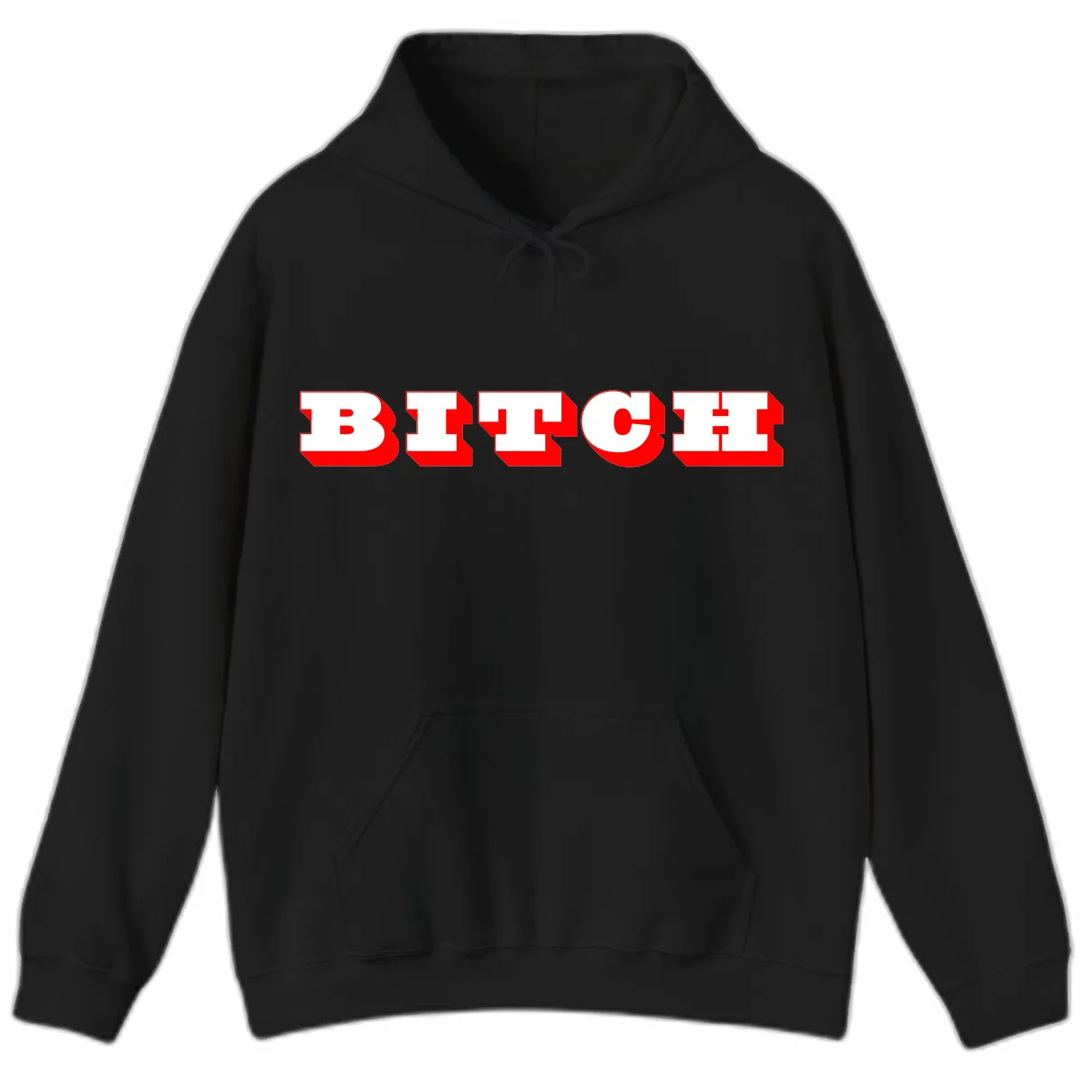 BEECH Bold Red Typography Hoodie in Black
