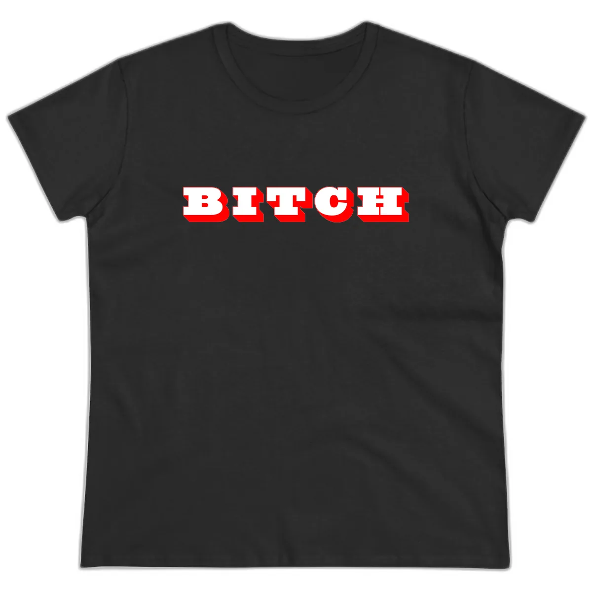 BEECH Bold Red Typography Ladies Tee in Black