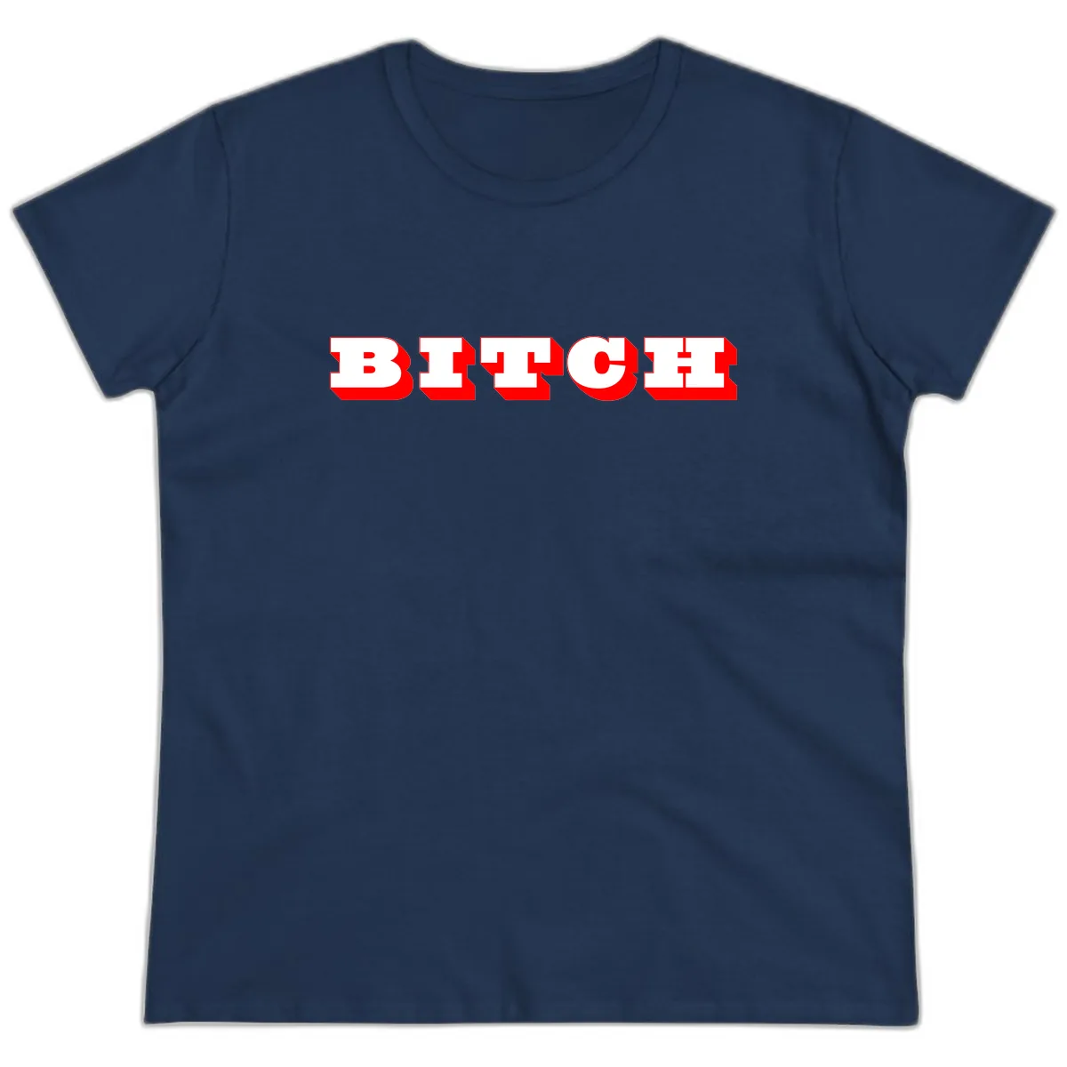 BEECH Bold Red Typography Ladies Tee in Navy